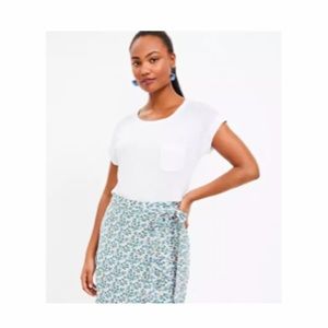 - LOFT Linen Blend Pocket Tee. White